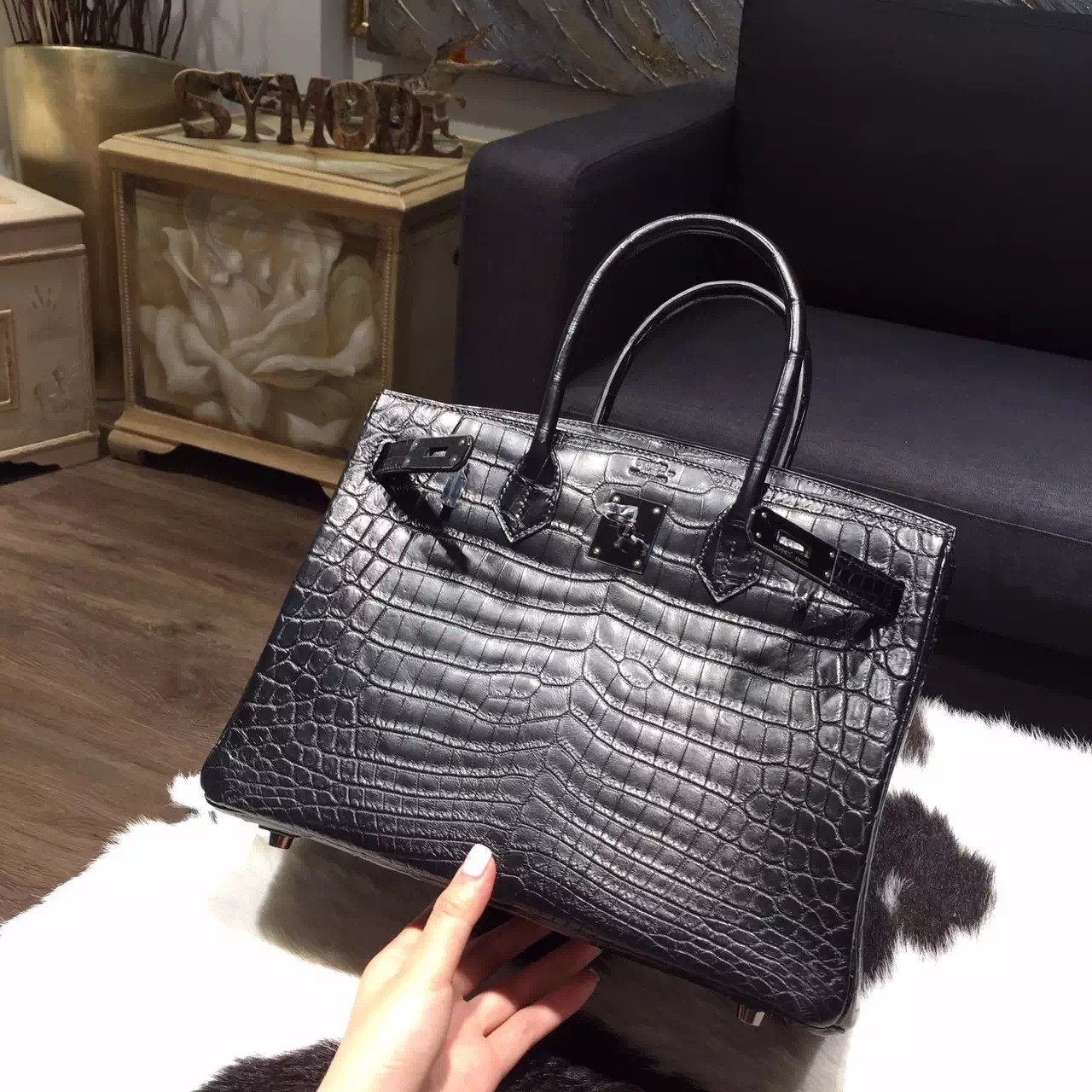 Couldn't resist modeling this Hermes 40cm Black Crocodile Birkin {available  on our website} xoSocialite